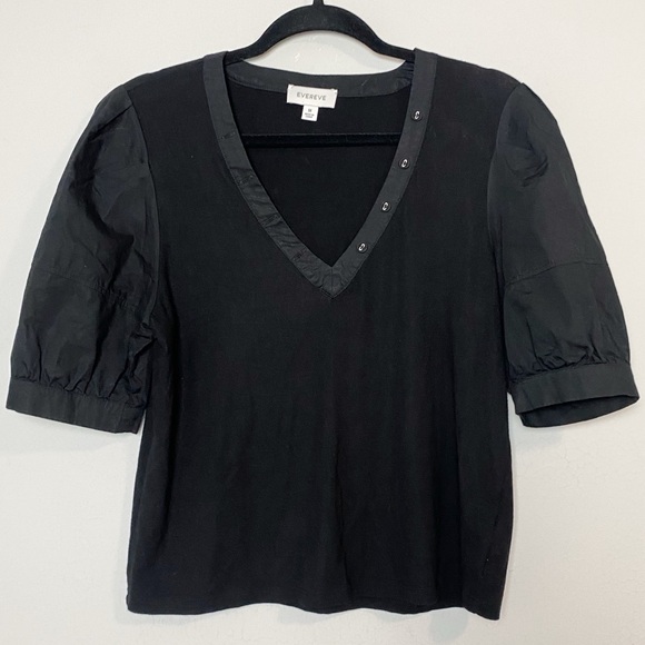Evereve Tops - Evereve Penelope Poplin Puff Sleeve Tee